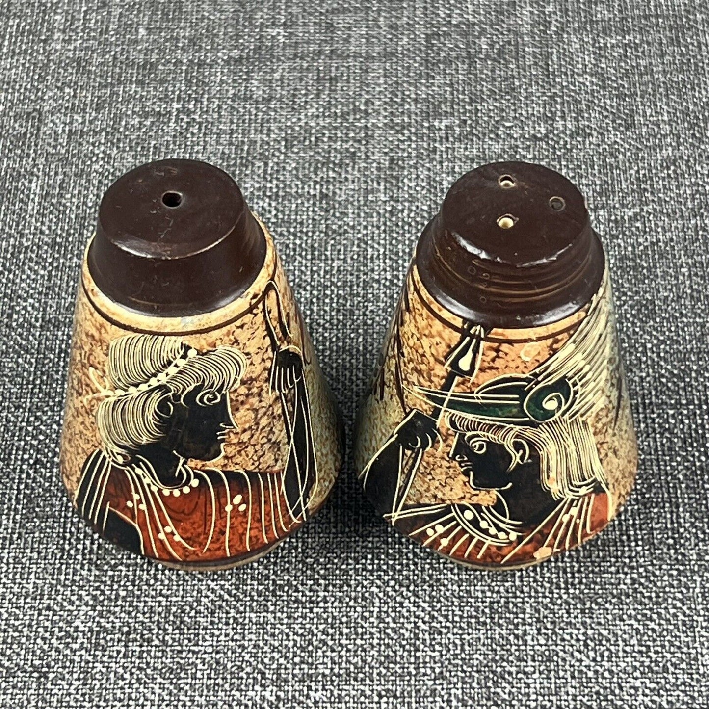 Vintage Terra Cotta Salt and Pepper Shakers Roman Empire (Greek)