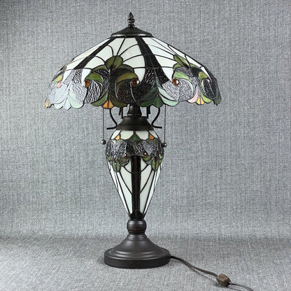 Tiffany Style Lamp 24 Inch Tall Table Lamp in Black White (Shade 16")Double Pull