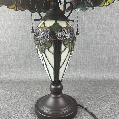 Tiffany Style Lamp 24 Inch Tall Table Lamp in Black White (Shade 16")Double Pull