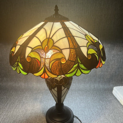 Tiffany Style Lamp 24 Inch Tall Table Lamp in Black White (Shade 16")Double Pull