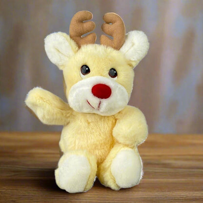 Vintage Russ Baby Plush Baby Rudolph the Red Nose Reindeer with Rattle