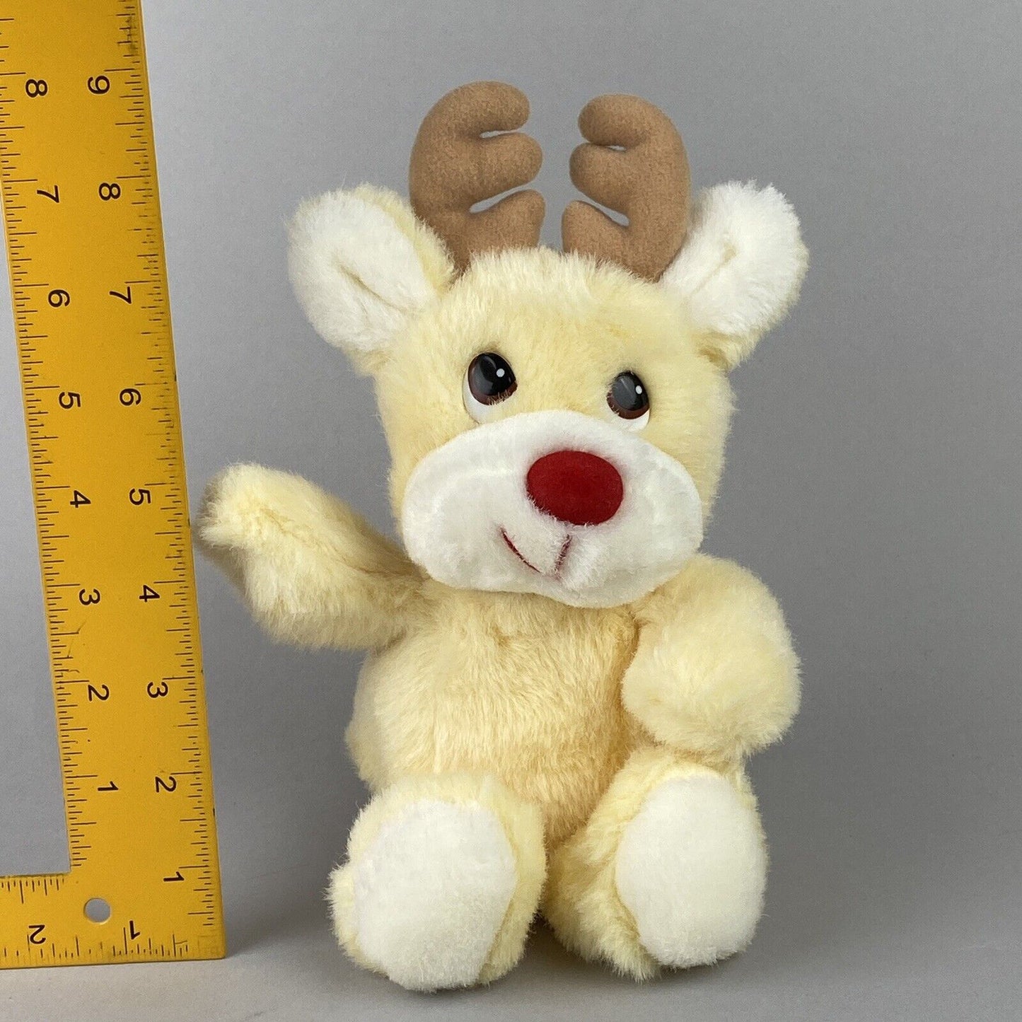 Vintage Russ Baby Plush Baby Rudolph the Red Nose Reindeer with Rattle