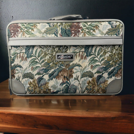 Jordache Floral Tapestry Luggage Overnight Travel Suitcase 20" X 13" Small