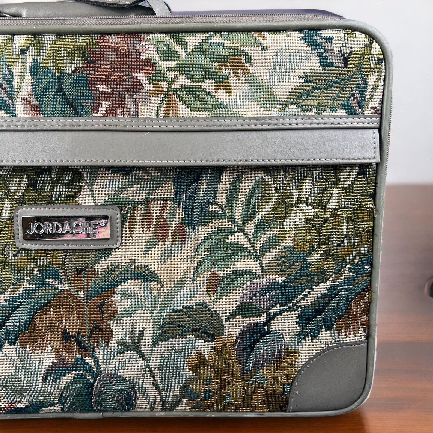 Jordache Floral Tapestry Luggage Overnight Travel Suitcase 20" X 13" Small