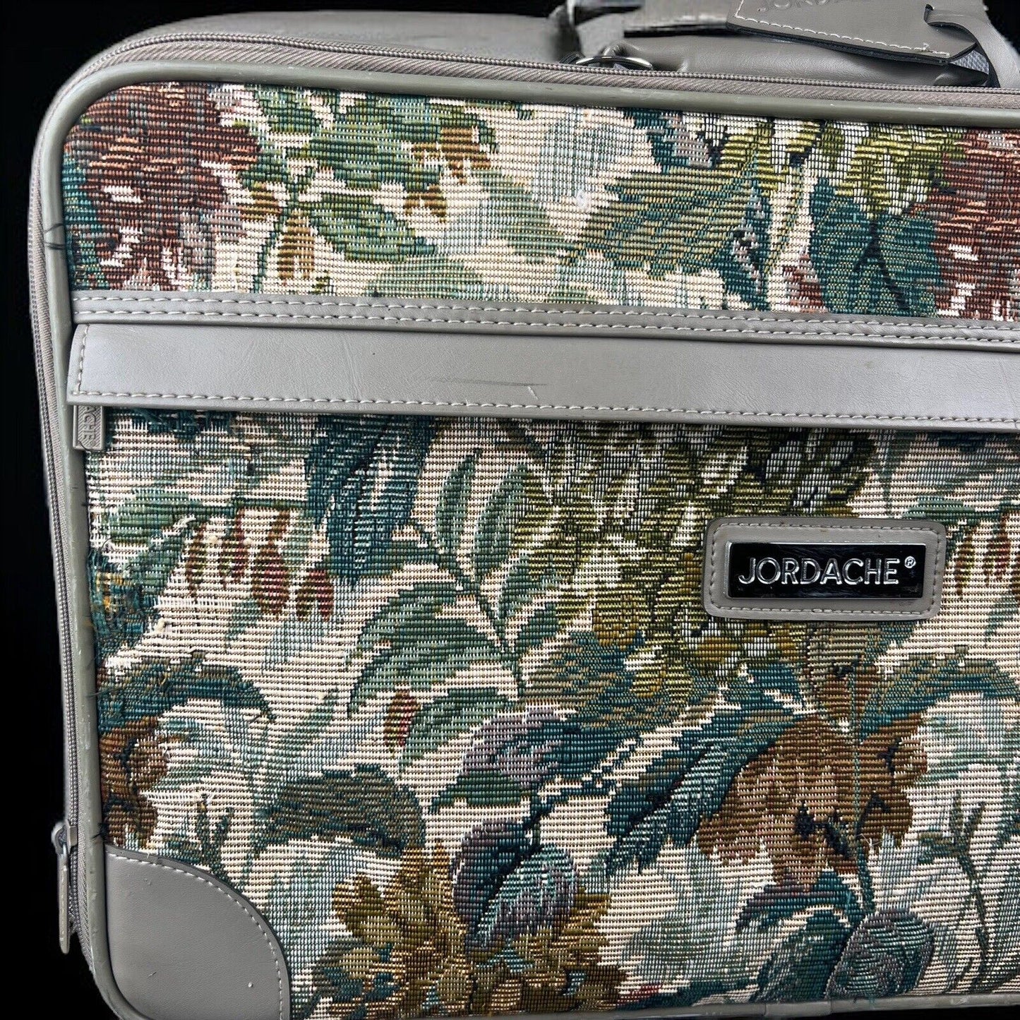 Jordache Floral Tapestry Luggage Overnight Travel Suitcase 20" X 13" Small