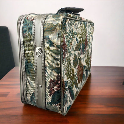 Jordache Floral Tapestry Luggage Overnight Travel Suitcase 20" X 13" Small