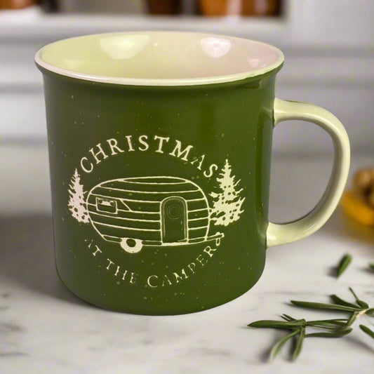 Handmade Artisan Mug 'Christmas at the Campers' Mug (Coffee) Teardrop