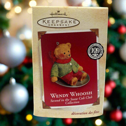 Hallmark Keepsake Ornament, Wendy Whoosh Sledding Bear, with original box