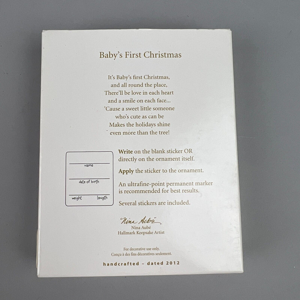 New Hallmark 2012 Baby's 1st Christmas Personalize Picture