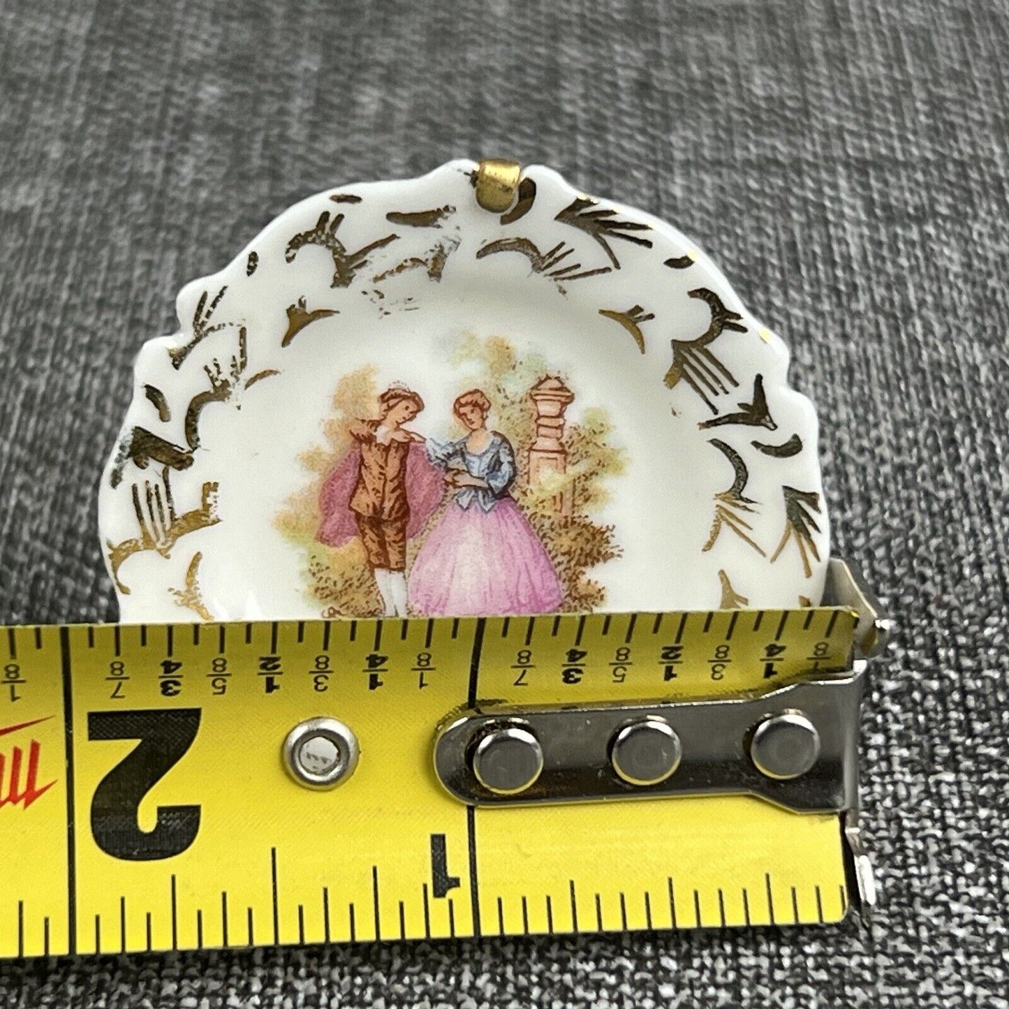 Vintage Limoges Pinkie Woman Girl Miniature Plate W/ Stand  Gold Edging Pink 2"