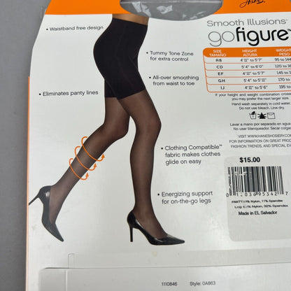 Smooth Illusionas Gofigure Pantyhose, Size AB, Black