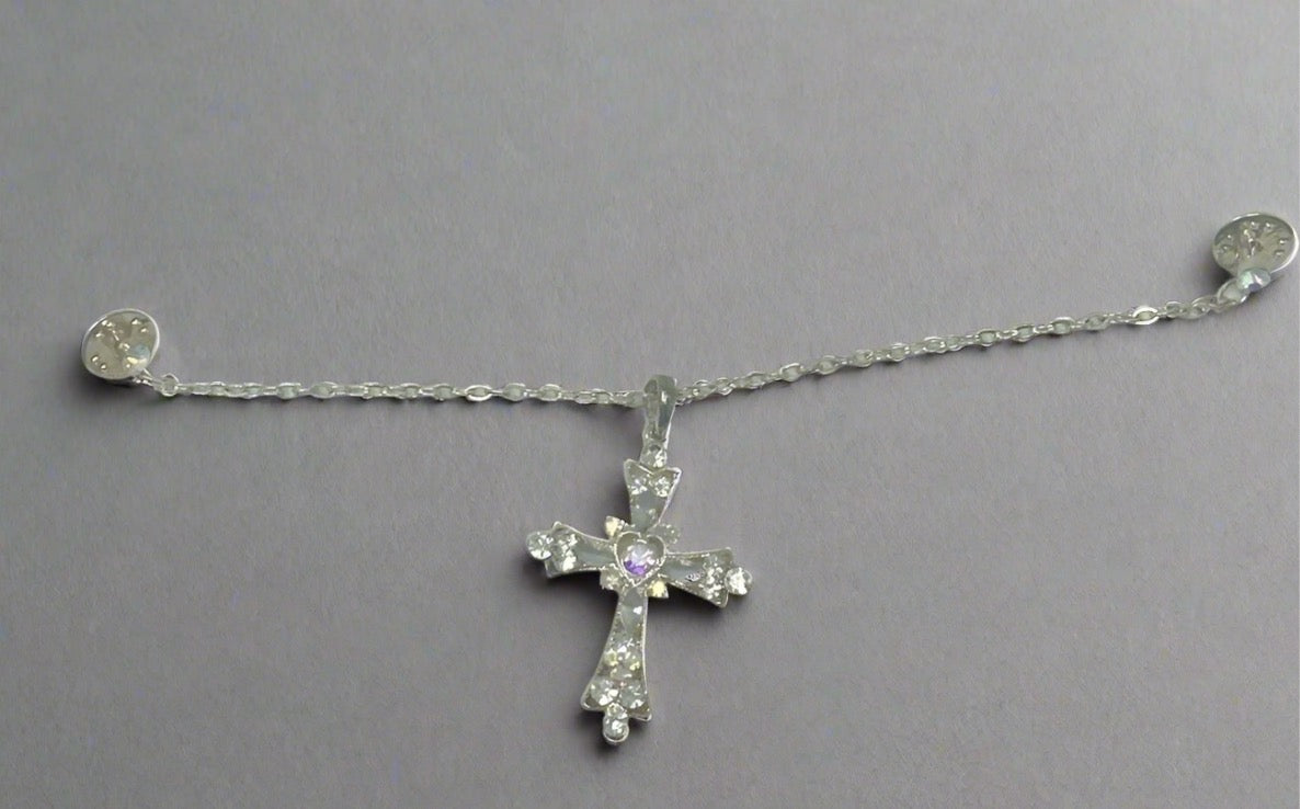 Dangle Faux Diamond Cross Pin