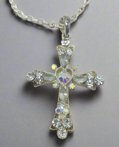 Dangle Faux Diamond Cross Pin