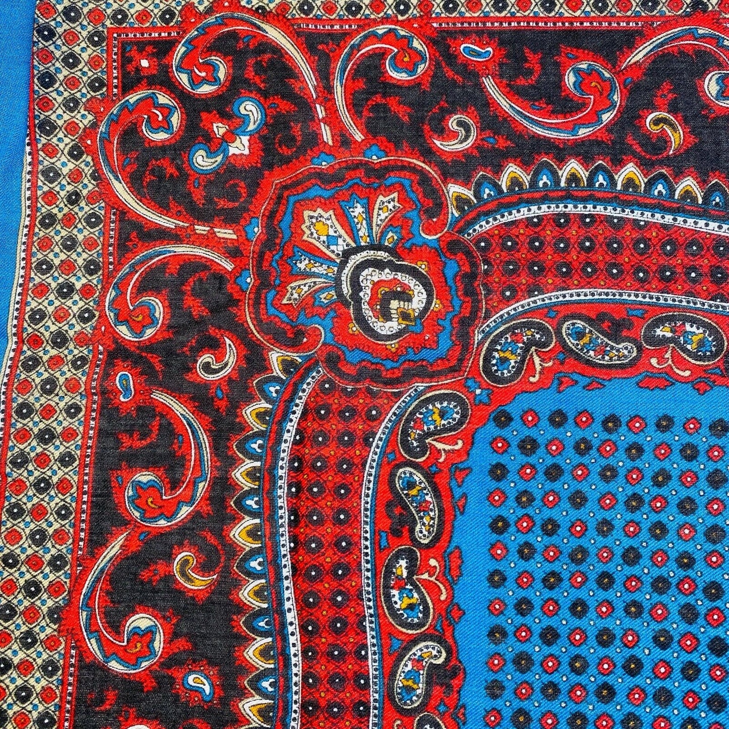 Vintage Japan Red and Blue Scarf 100% Acrylic 31"