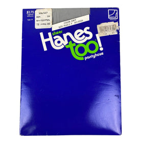 Hanes Too Sheer Pantyhose Re-Inforced Toe Grey Size Plus EF Style H11-0326
