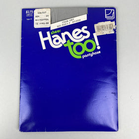 Hanes Too Sheer Pantyhose Re-Inforced Toe Grey Size Plus EF Style H11-0326