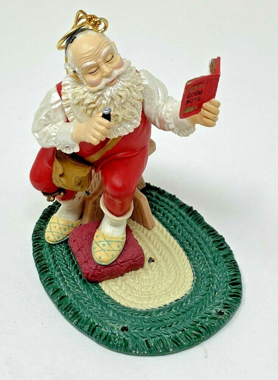 Vintage 1926 Reproduction - Santa Claus Reading Christmas Ornament w/Halo