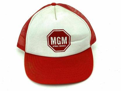 Vintage MGM Spring Brakes Snap-back Cap Hat Trucker Mesh, Red, White