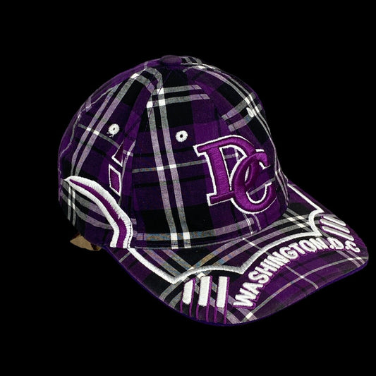 Washington D.C. City Hunter Adjustable Purple and White Plaid Unisex Adult Hat