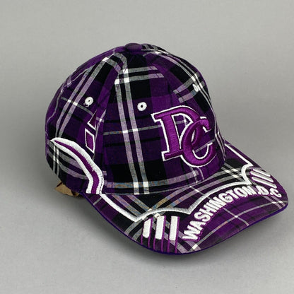 Washington D.C. City Hunter Adjustable Purple and White Plaid Unisex Adult Hat