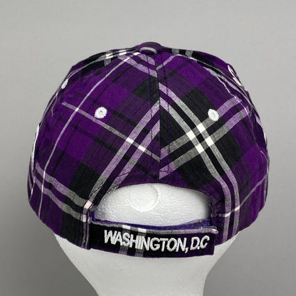 Washington D.C. City Hunter Adjustable Purple and White Plaid Unisex Adult Hat