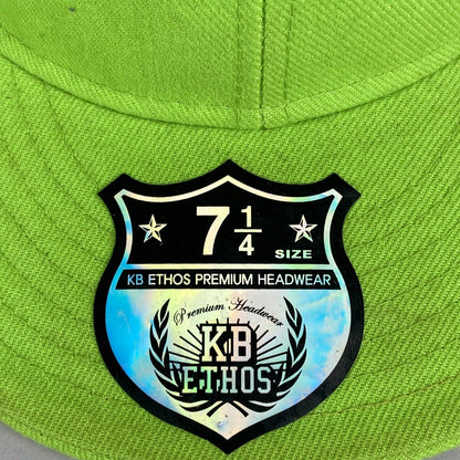 KB Ethos Green Flat Cap Hat Size 7 1/4 with Sticker Attached