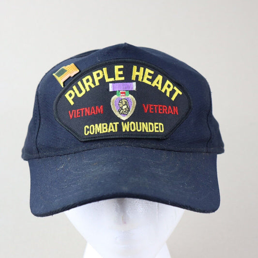 VTG Purple Heart Combat Wounded Patch Hat Cap Snapback Made In The USA w/Pin