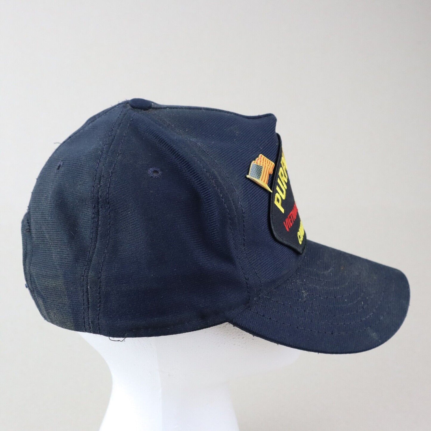 VTG Purple Heart Combat Wounded Patch Hat Cap Snapback Made In The USA w/Pin