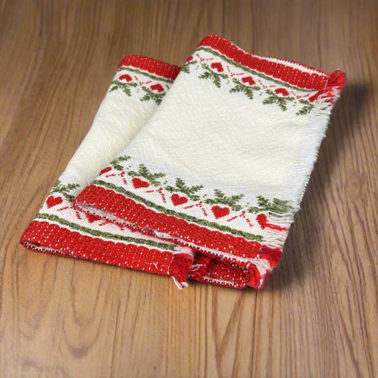 Vintage Decorative Hand Towels 28”x11” Material Acrylic Red and Green