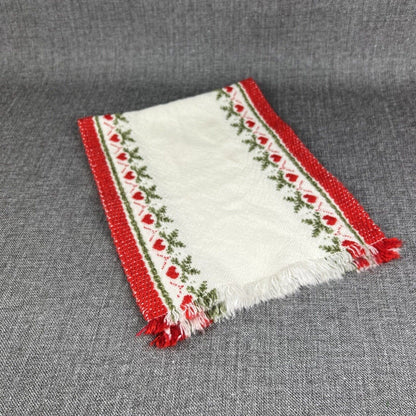 Vintage Decorative Hand Towels 28”x11” Material Acrylic Red and Green