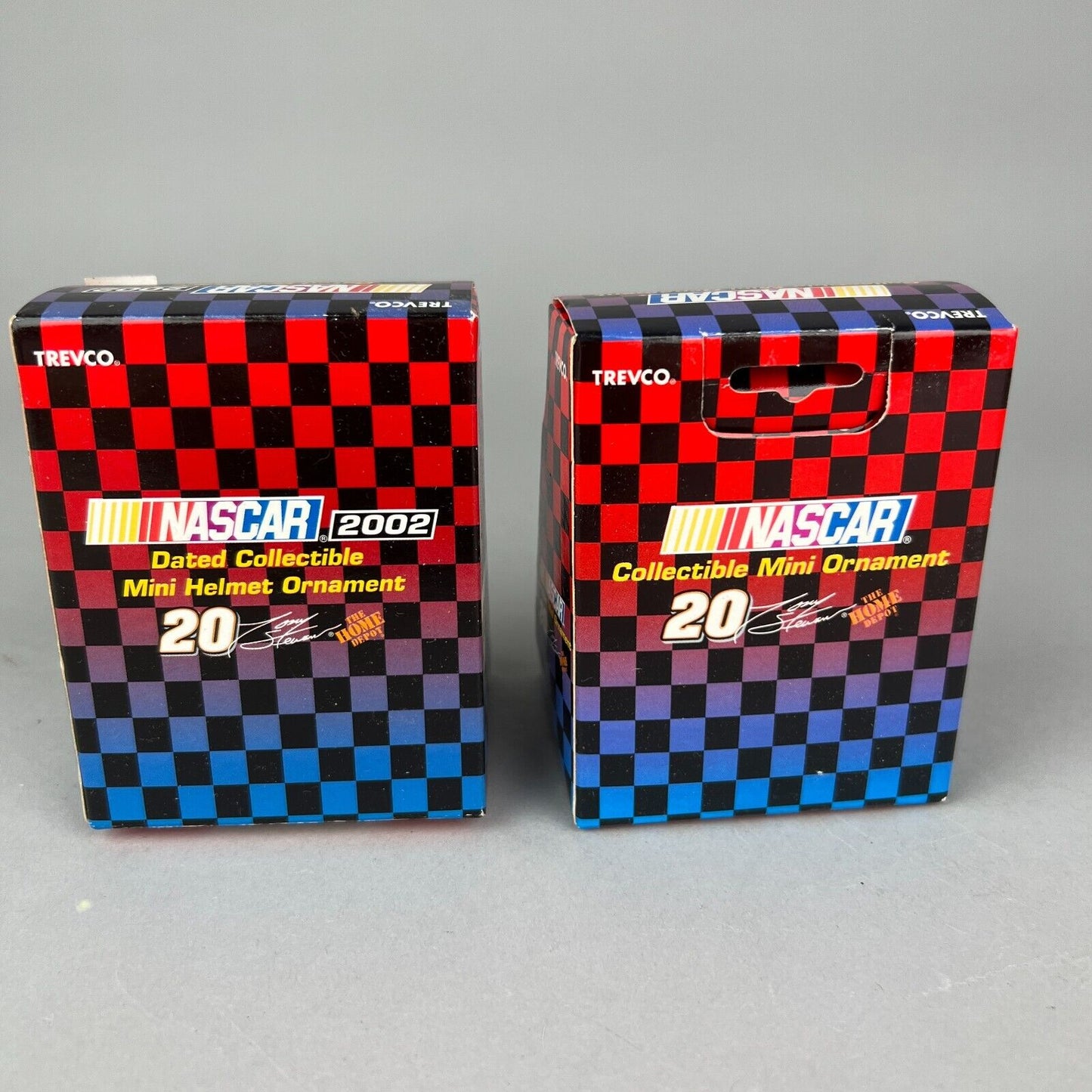 Set of 2 NASCAR 2002 Tony Stewart Dated Collectible Ornament Set