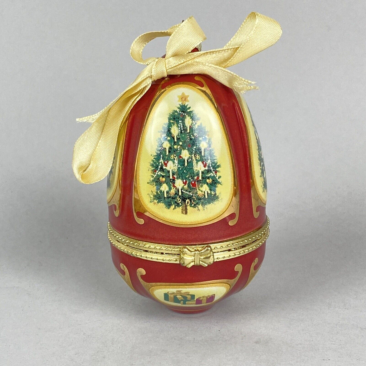 Hinged Egg Trinket Box Christmas Ornament Christmas Tree Valerie Parr Hill EUC