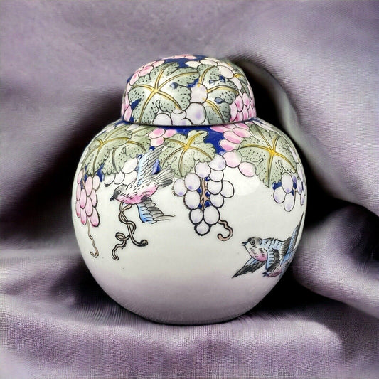 Toyo Floral Ceramic Ginger Jar Urn with Lid Pastels 4.5"