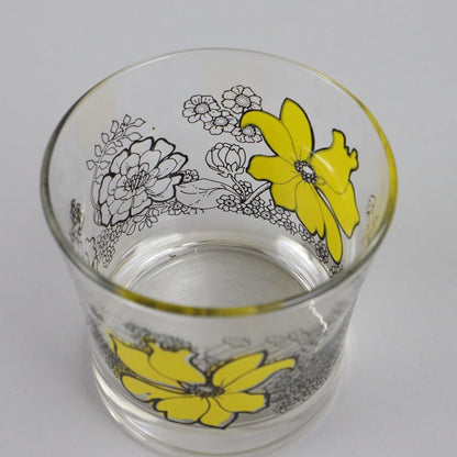 Set of 4 Drinking Glasses with Yellow Flowers