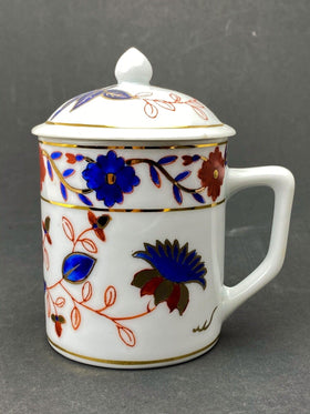 Vintage Hand-Painted Cup with Lid 'Hand-Decorated Hong Kong for Trifles (RARE)