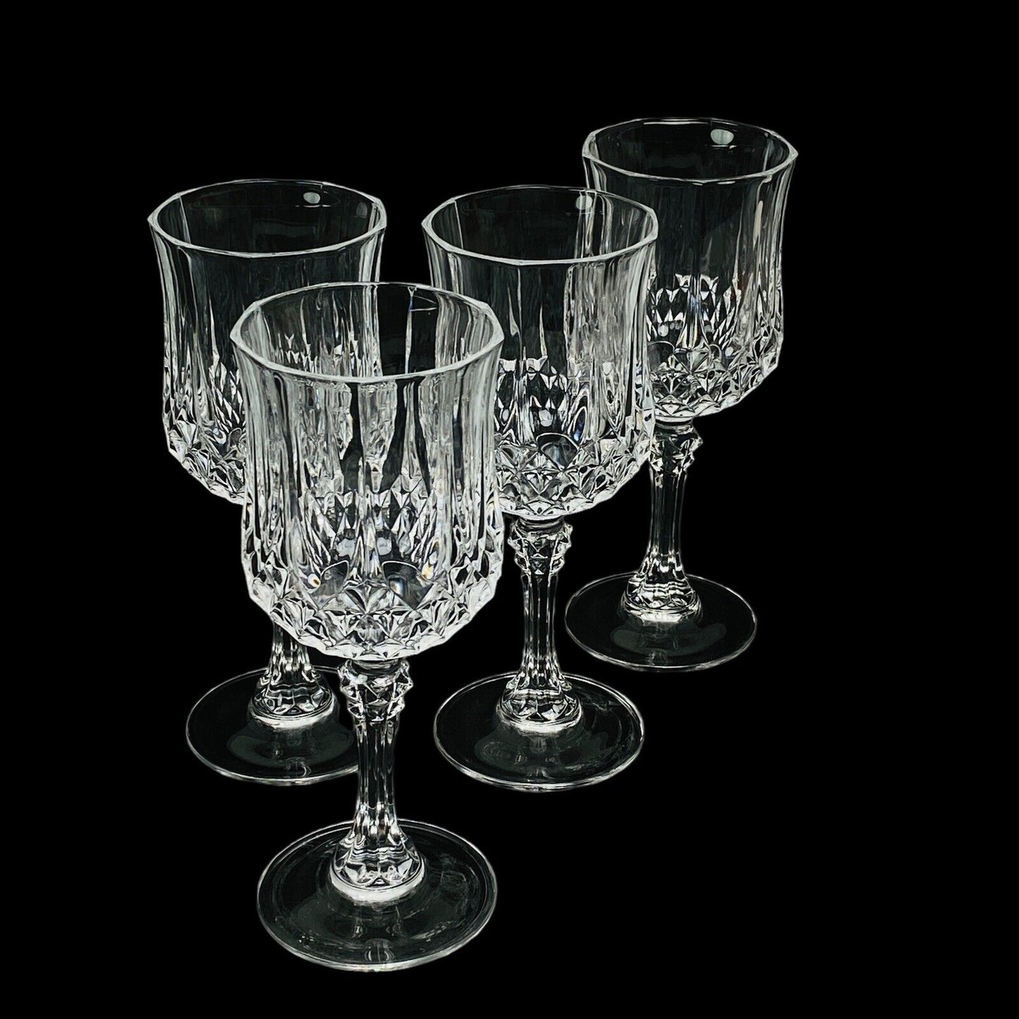 Set of 4 Cristal D'Arques Longchamp Water/Wine Goblets  7 1/2 oz