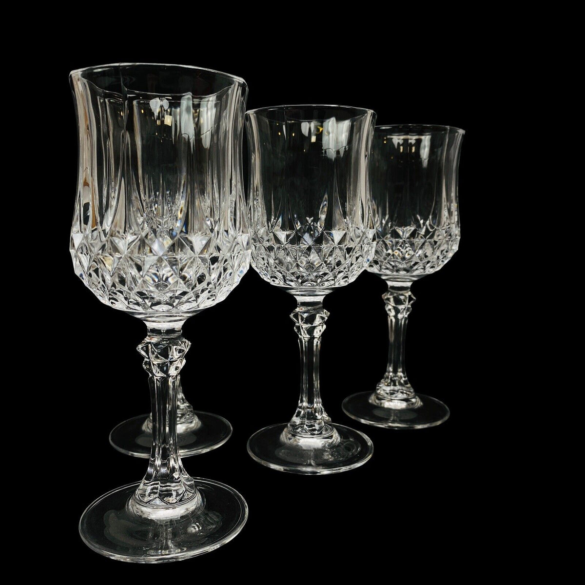 Set of 4 Cristal D'Arques Longchamp Water/Wine Goblets  7 1/2 oz