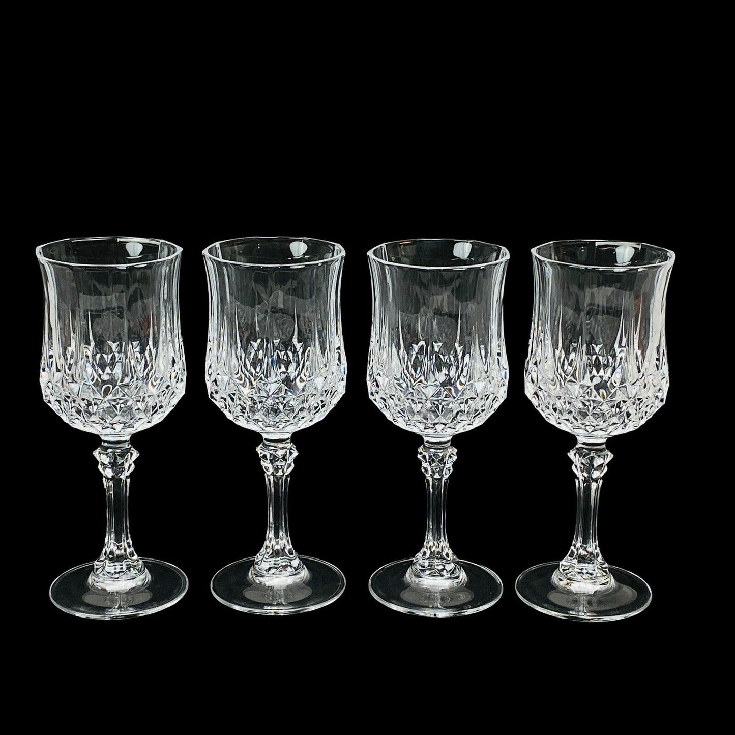 Set of 4 Cristal D'Arques Longchamp Water/Wine Goblets  7 1/2 oz