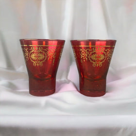 Pair of Timon Collezione Pink Glasses - Made in Italy 5.5" Tall Barware