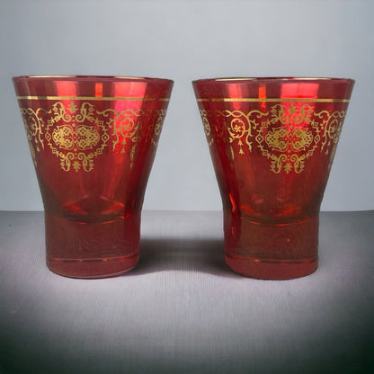 Pair of Timon Collezione Pink Glasses - Made in Italy 5.5" Tall Barware