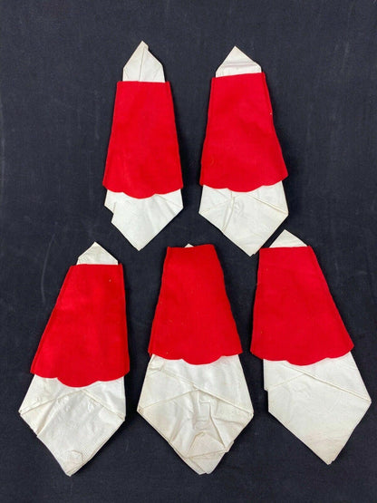 Vintage Set of 5 Handmade Felt Christmas Napkin Holders