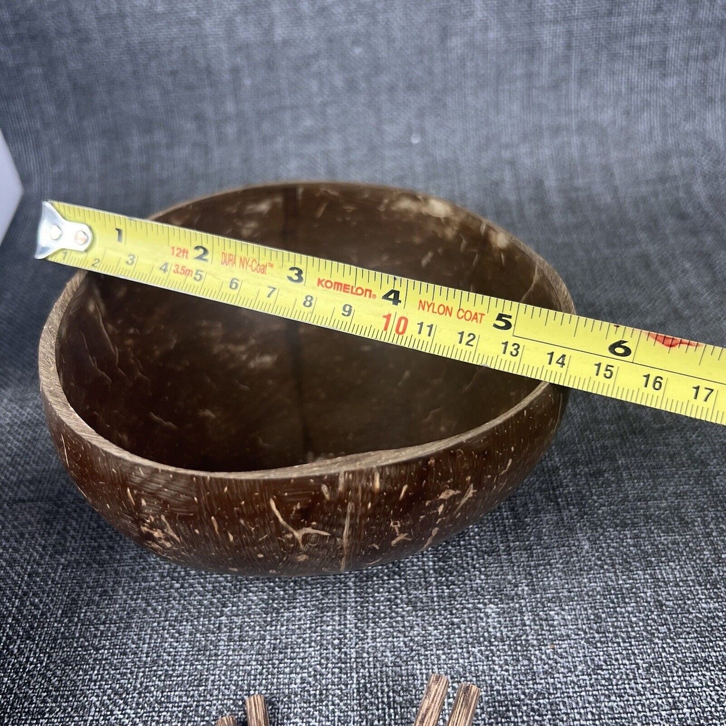 2 x Set of 2 Coconut Bowls, Spoons, and Chopsticks 100% Natural (Total 4 bowls)