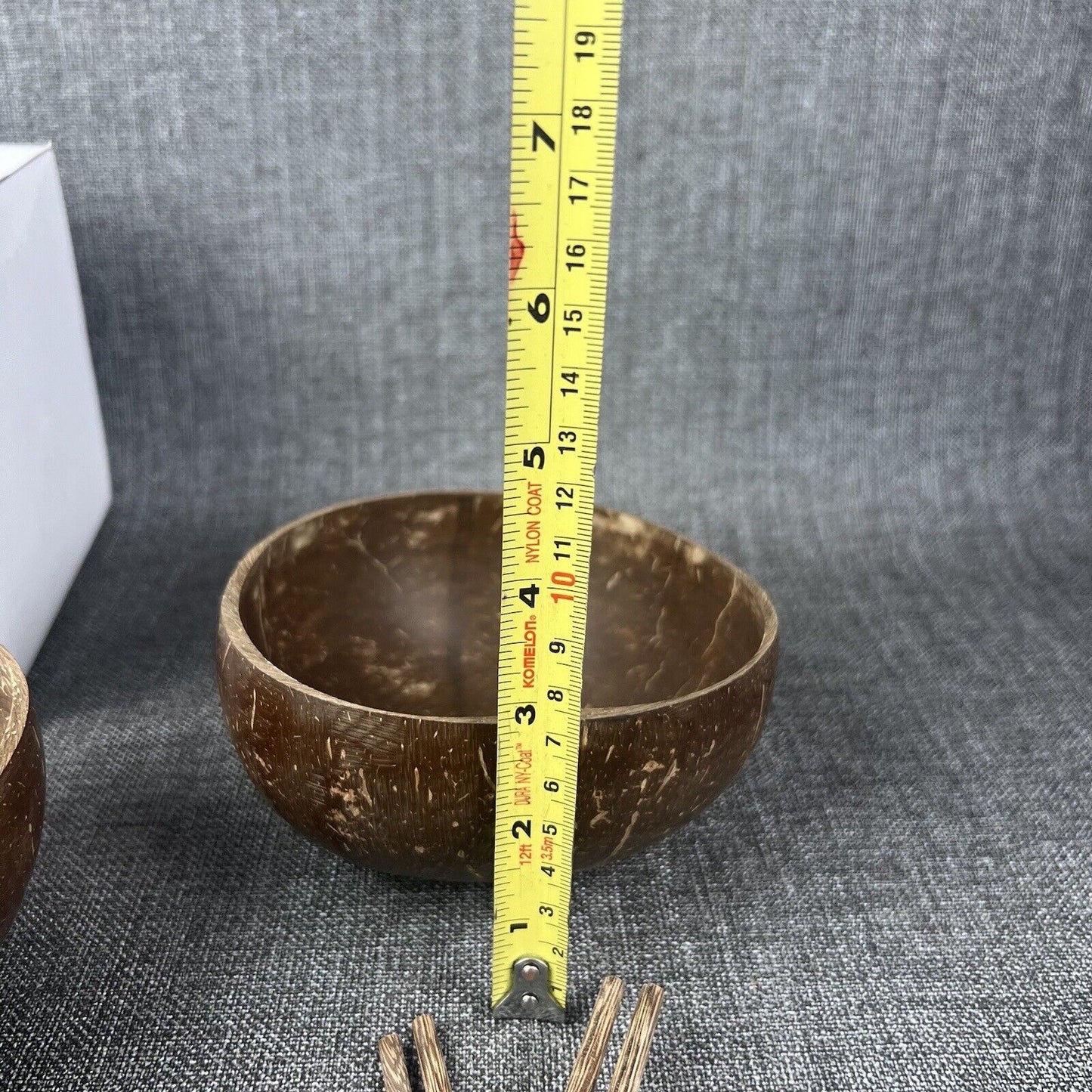 2 x Set of 2 Coconut Bowls, Spoons, and Chopsticks 100% Natural (Total 4 bowls)