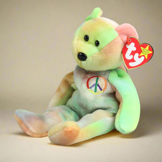 Vintage TY The Original Beanie Babies, Peace, Colorful Teddy Bear Stuffed Animal