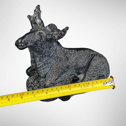 Vintage Hand Carved Black Stone Moose by Aardvark 6.5" Tall by 7" Long