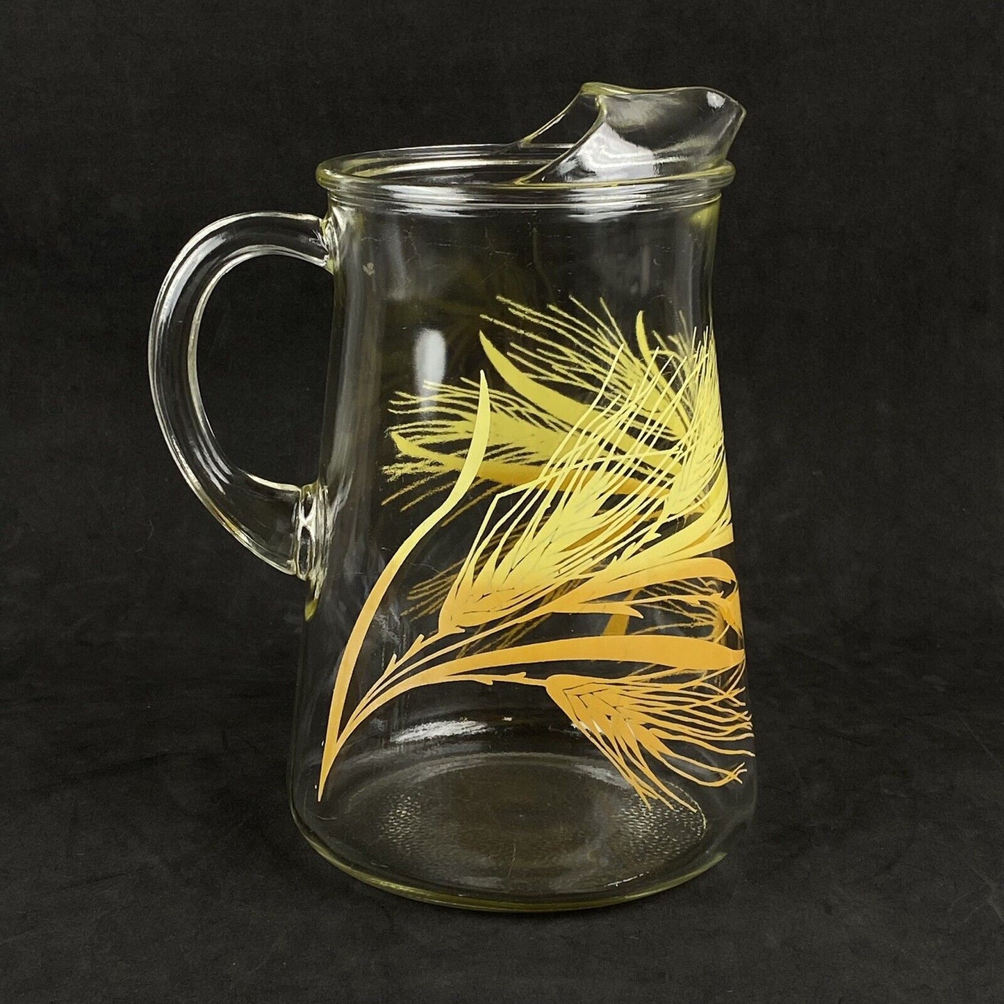 Vintage Mid-Century Libbey Glass Wheat Pitcher with Ice Lip