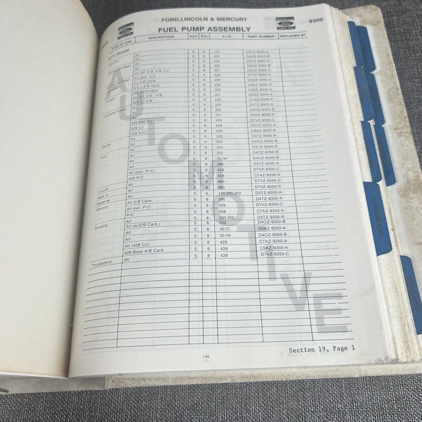 Ford Dealer Application and Price List 70s and 80s