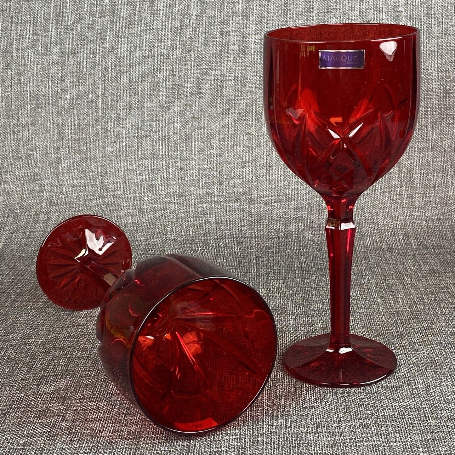 2 (Two) WATERFORD Marquis BROOKSIDE RED Wine Goblets-Signed RETIRED