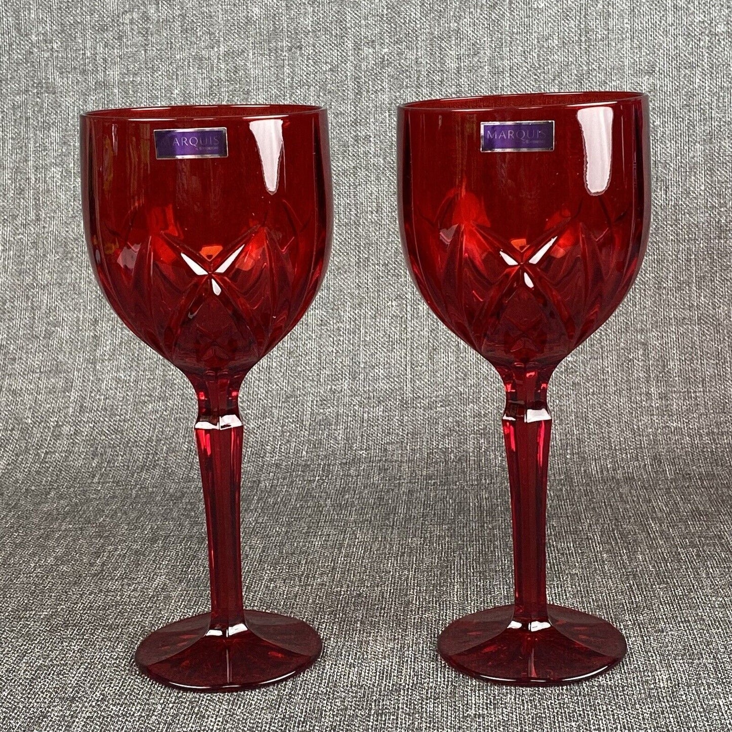 2 (Two) WATERFORD Marquis BROOKSIDE RED Wine Goblets-Signed RETIRED