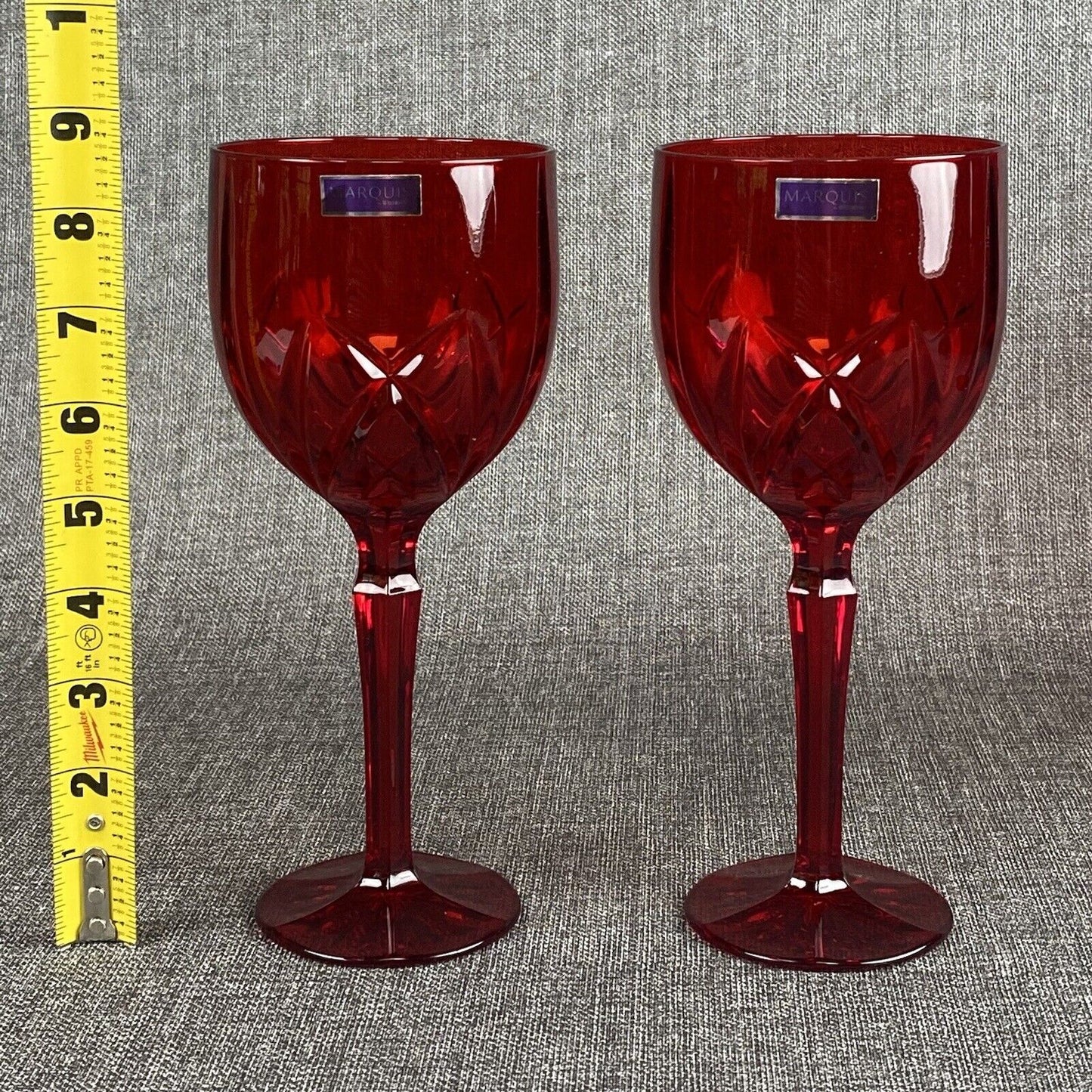 2 (Two) WATERFORD Marquis BROOKSIDE RED Wine Goblets-Signed RETIRED